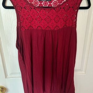 Elegant Burgundy Red Lace Women's Top
